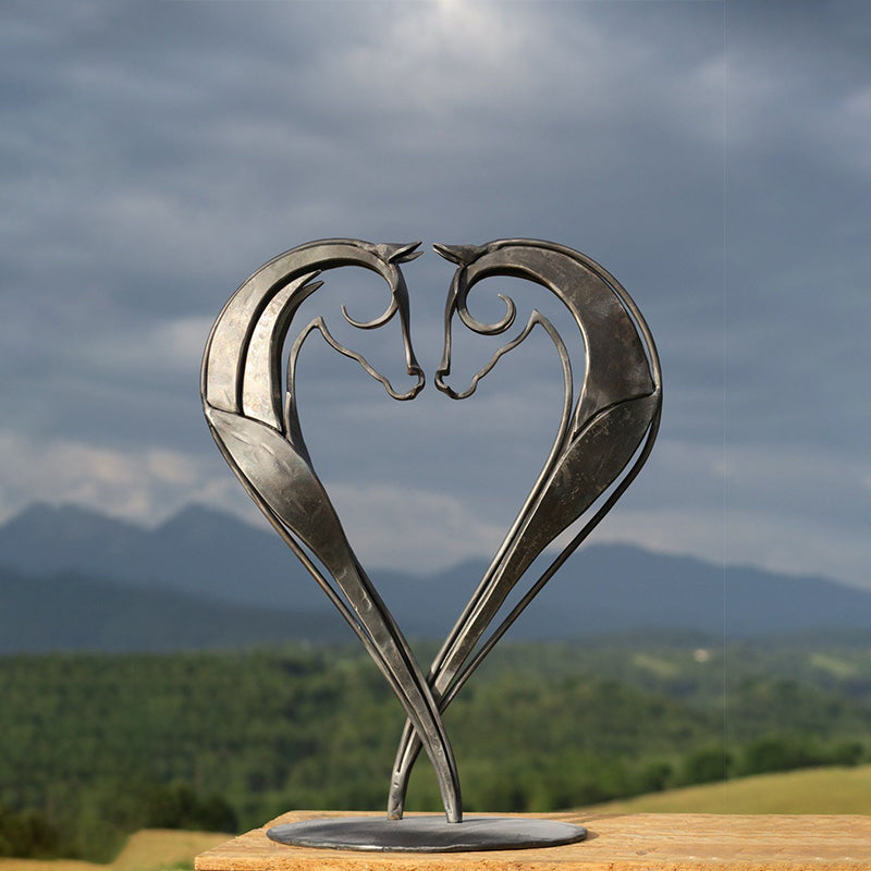 Metal Horse Garden Sculpture, 20 × 20 cm, Rustic Bronze