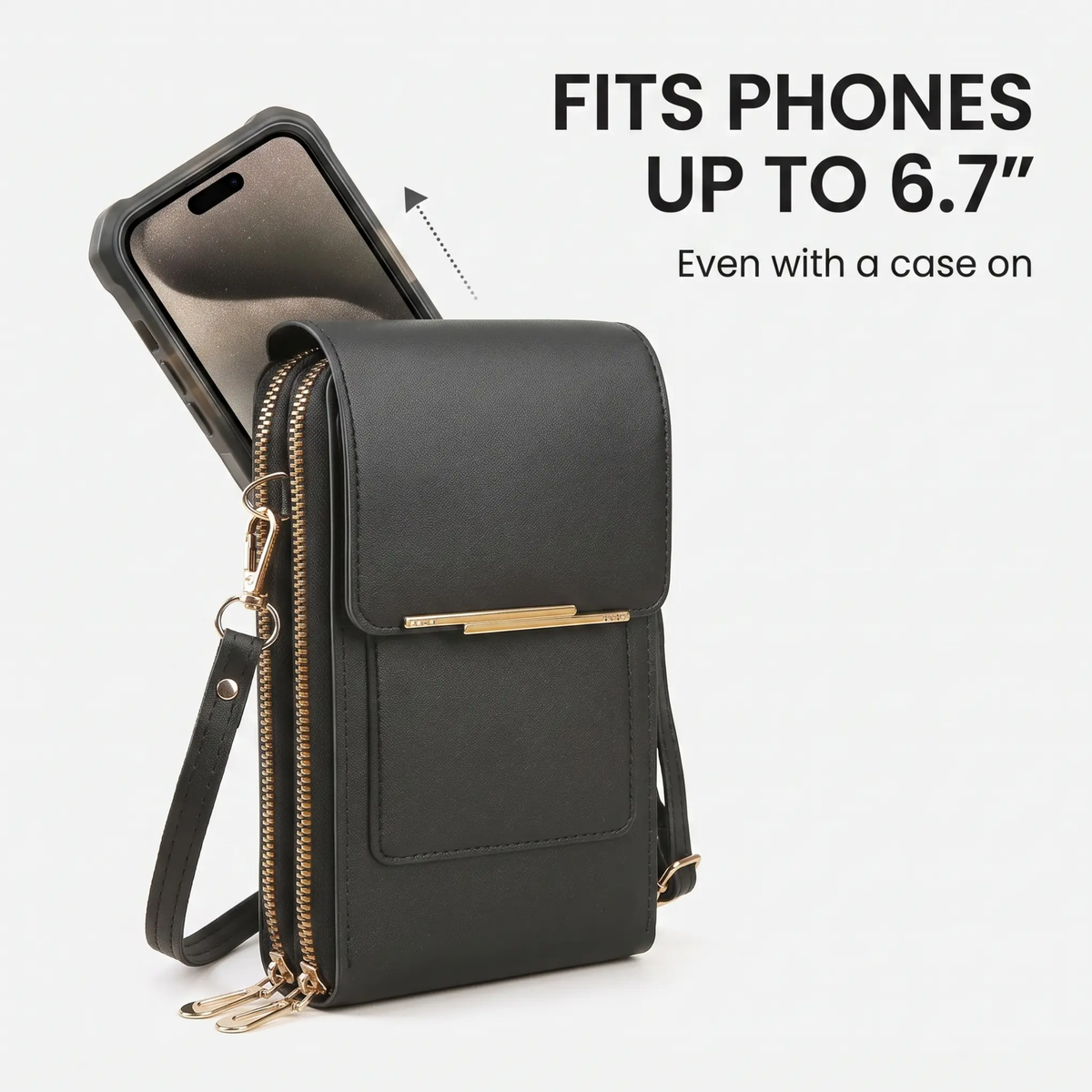 RFID-Blocking Crossbody Phone Wallet Bag for Phones Up to 6.7 in