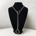 Gothic Punk Heart Y-Ring Necklace, Zinc-Plated Stainless Steel, 65cm