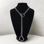 Gothic Punk Heart Y-Ring Necklace, Zinc-Plated Stainless Steel, 65cm