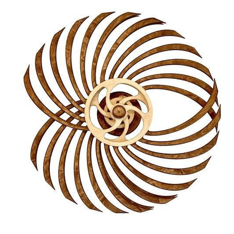 Handmade Wooden Kinetic Sculpture, Spring-Wound Moving Wall Art