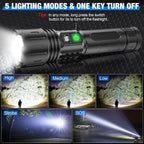 Rechargeable Aluminum LED Flashlight with Zoom Focus and LCD Battery Display