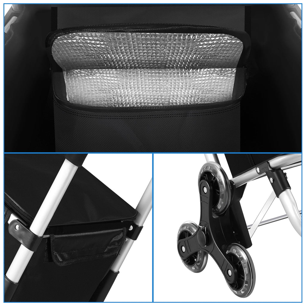 Foldable Shopping Trolley, 40 L, 1680D Oxford Fabric and Aluminum