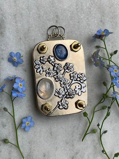 Mini Flower Press, 35 × 50 mm, Silver Sheet and Brass Details