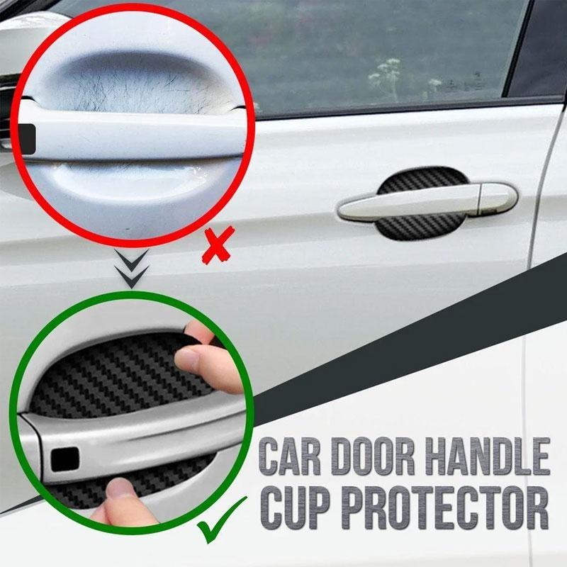 Carbon Fiber Car Door Handle Cup Protectors, 8.5 x 6.8 cm