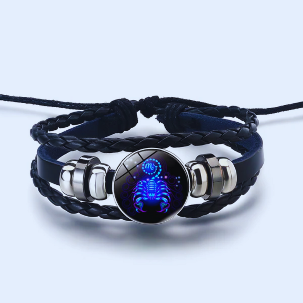 Zodiac Sign Bracelet in Alloy, Leather, Suede and Wax, 16cm + 5cm Adjustable