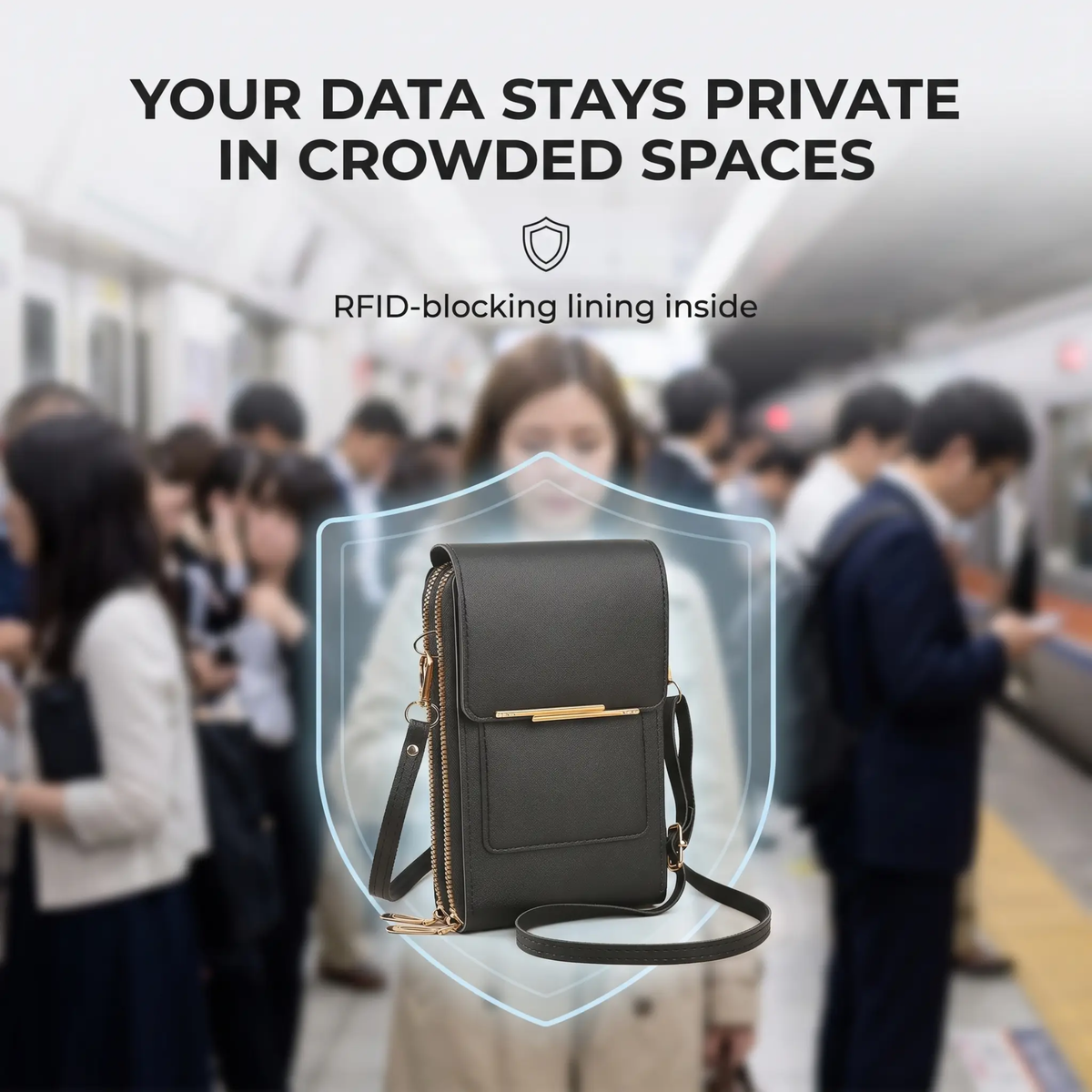 RFID-Blocking Crossbody Phone Wallet Bag for Phones Up to 6.7 in