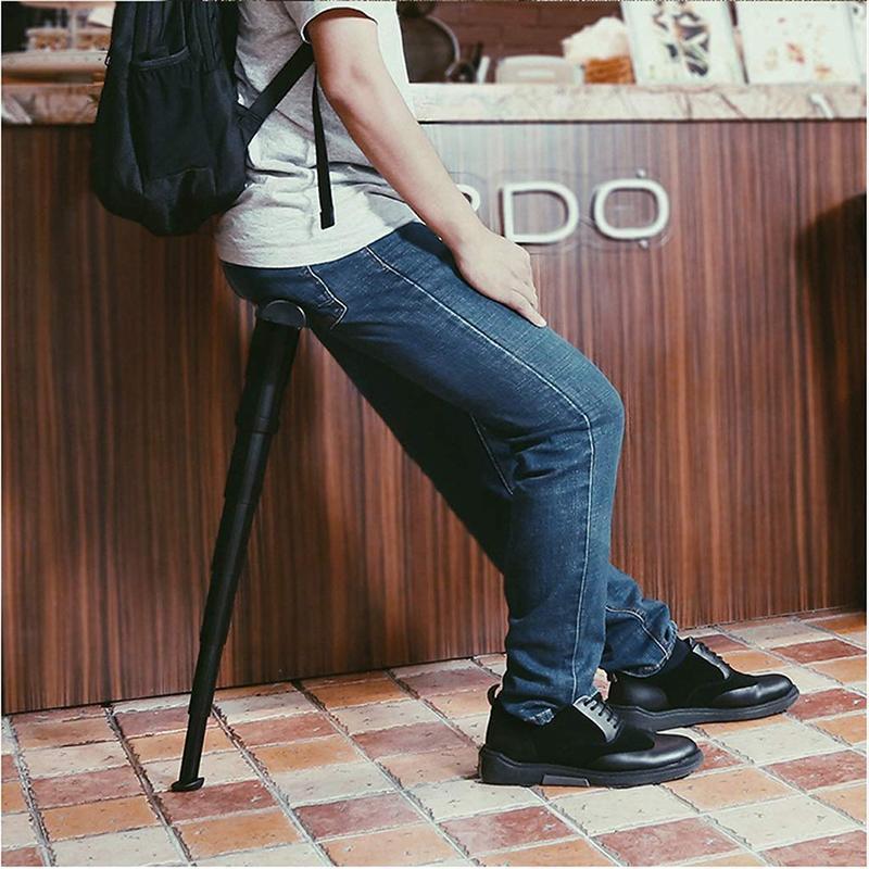 Foldable Walking Stick with Integrated Seat, Aluminum Alloy, 113 kg Capacity