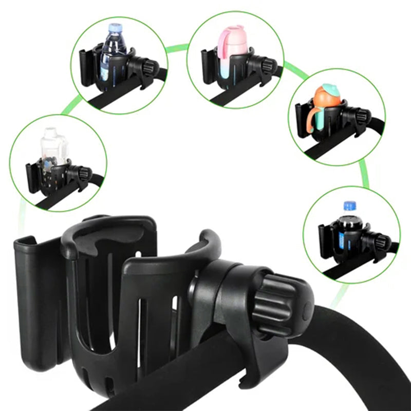 2-in-1 Universal Cup and Phone Holder for Strollers, Bikes & More