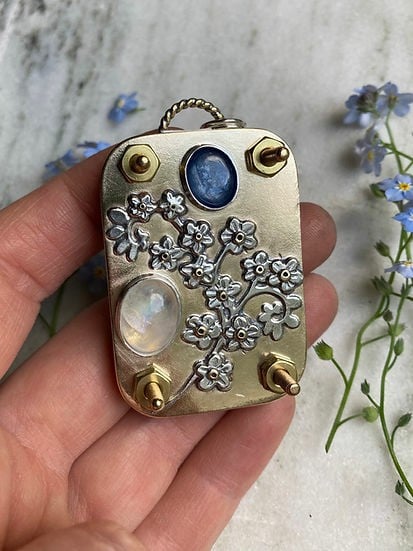 Mini Flower Press, 35 × 50 mm, Silver Sheet and Brass Details