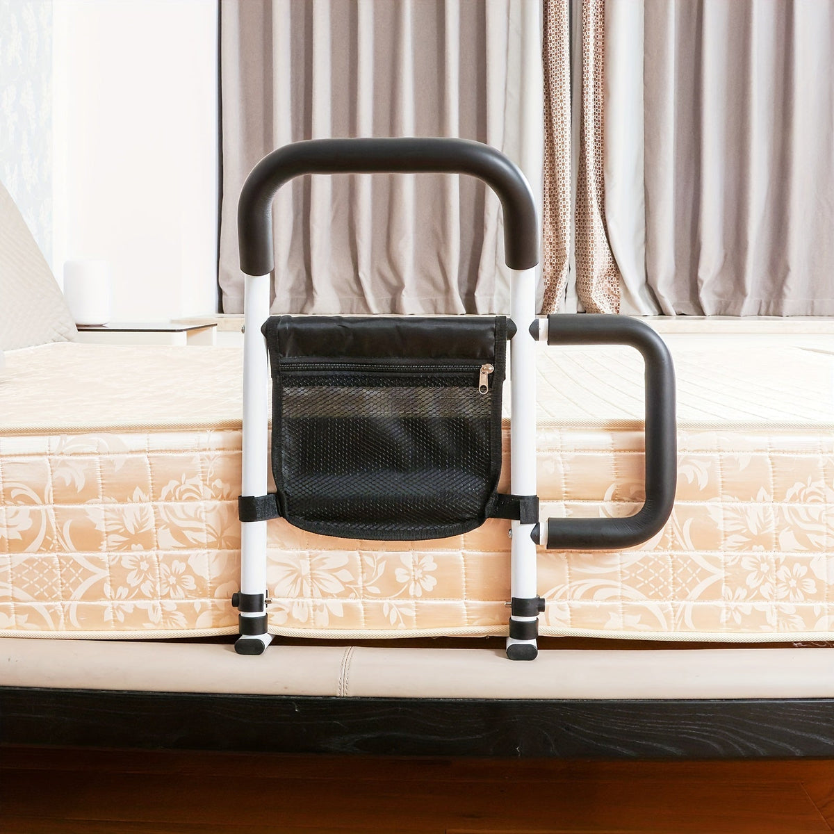 Bed Assist Handle with Dual Grips and Storage Bag, 136.08 kg Capacity