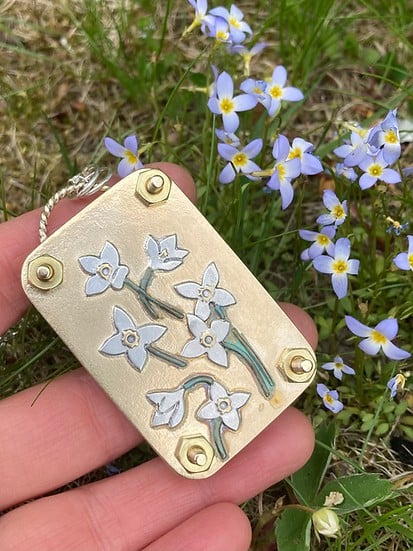 Mini Flower Press, 35 × 50 mm, Silver Sheet and Brass Details