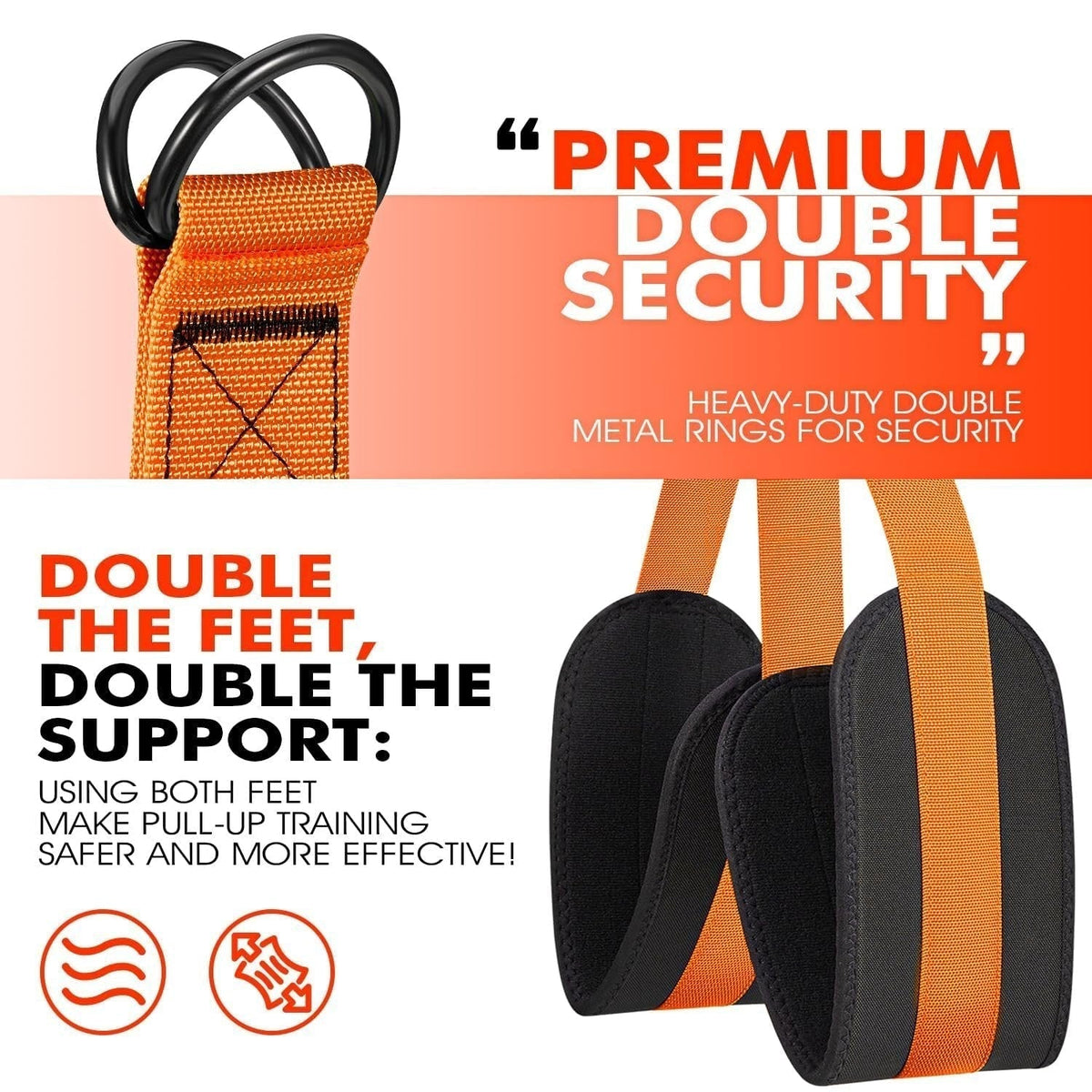 Pull-Up Assistance Band with Double Foot Support and Reinforced Steel Hooks
