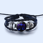 Zodiac Sign Bracelet in Alloy, Leather, Suede and Wax, 16cm + 5cm Adjustable