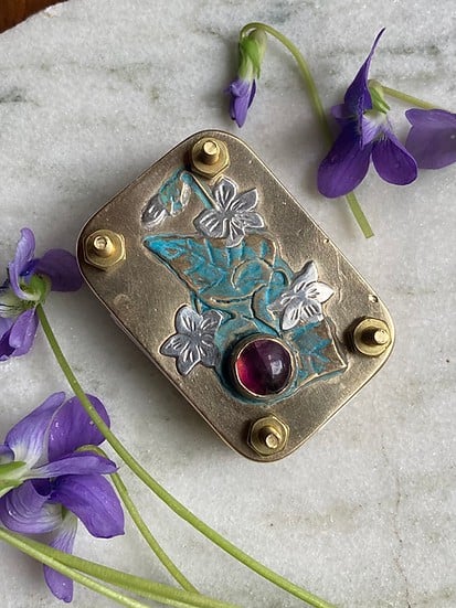 Mini Flower Press, 35 × 50 mm, Silver Sheet and Brass Details