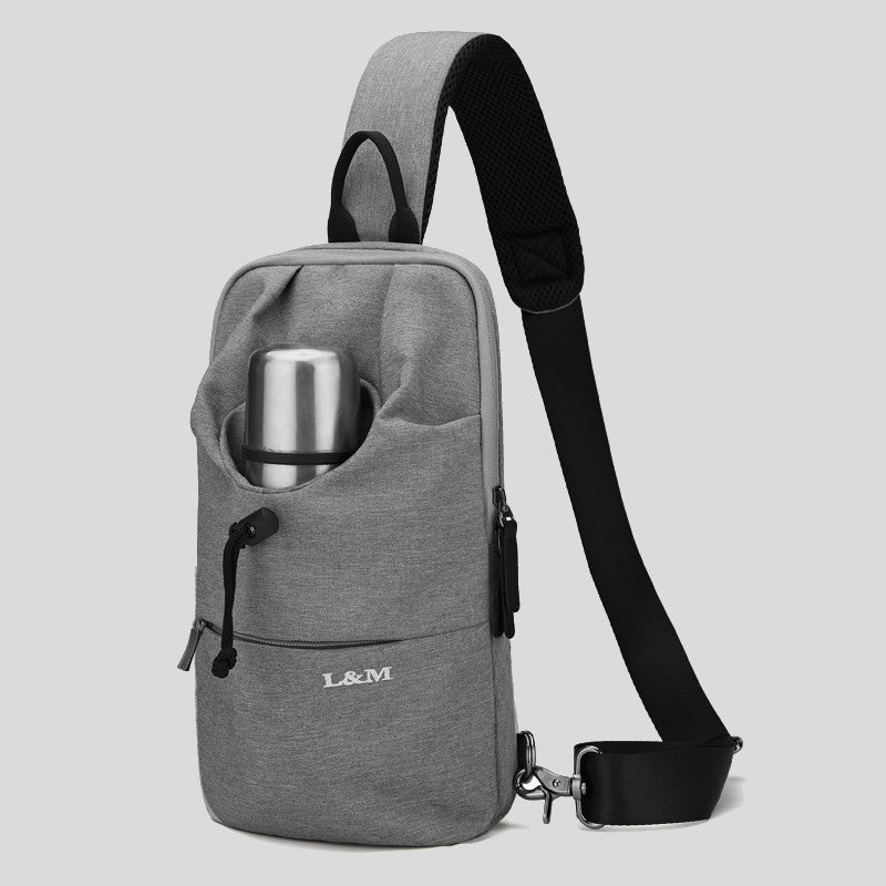 Portable Water-Resistant Oxford Cloth Sling Bag with Cup Holder