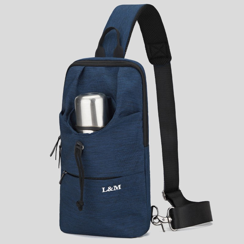 Portable Water-Resistant Oxford Cloth Sling Bag with Cup Holder