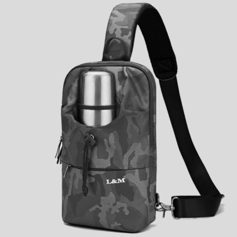 Portable Water-Resistant Oxford Cloth Sling Bag with Cup Holder