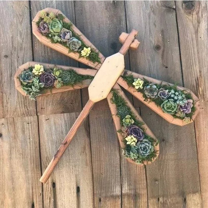 Wooden Animal Succulent Garden Arrangement, 9.8 × 0.7 in
