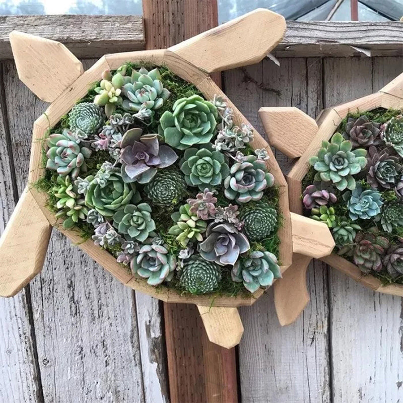 Wooden Animal Succulent Garden Arrangement, 9.8 × 0.7 in