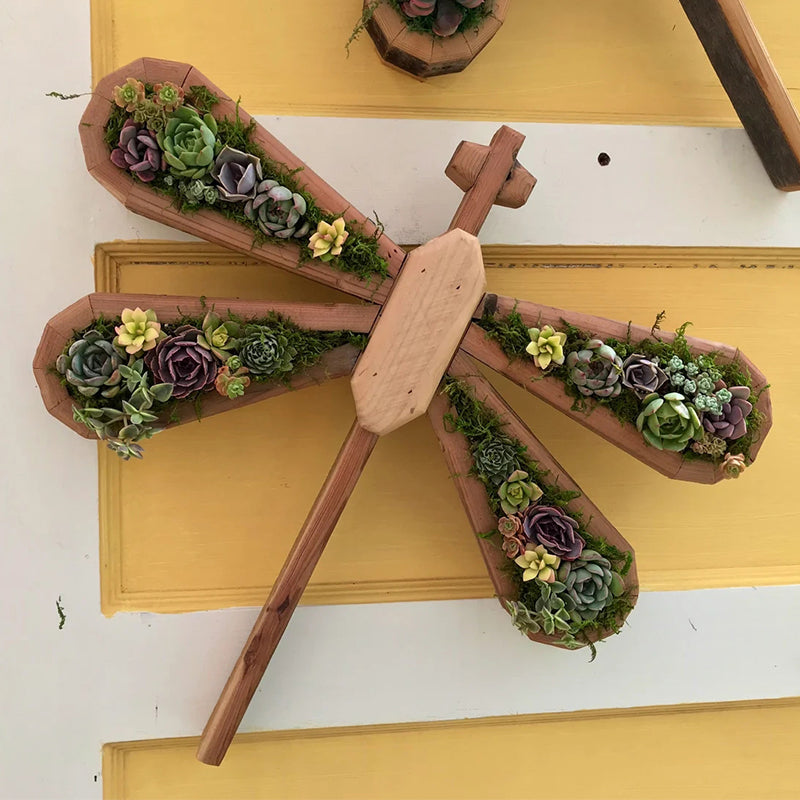 Wooden Animal Succulent Garden Arrangement, 9.8 × 0.7 in