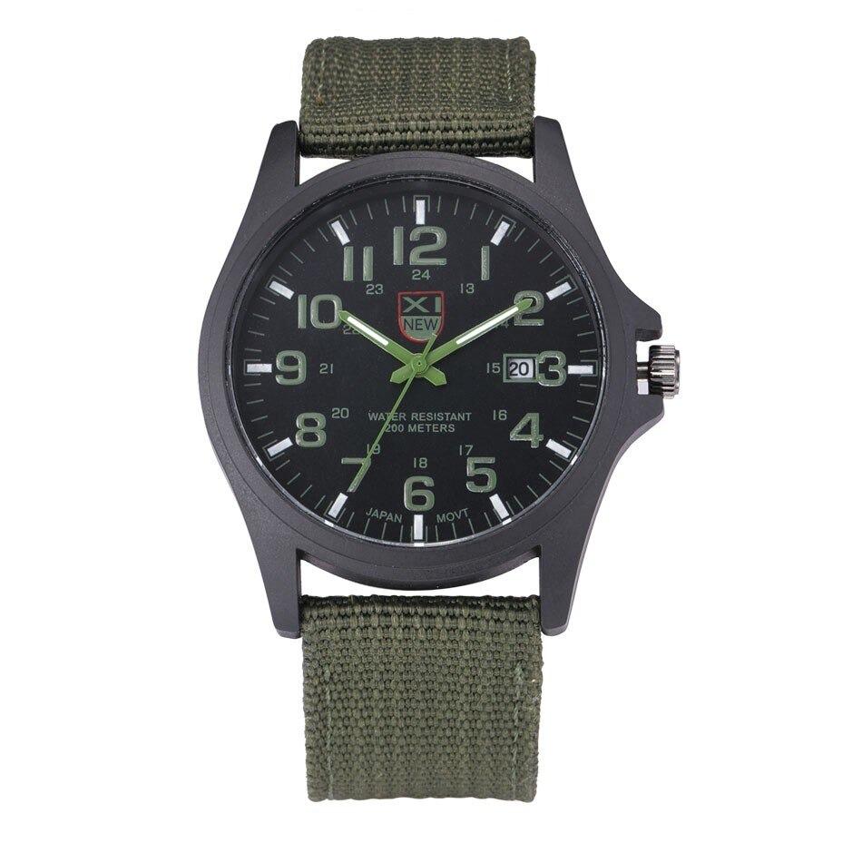Men's Tactical Watch with Stopwatch, Night Light, Silicone Band, 45 mm