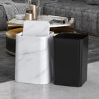 Marble-Design Plastic Trash Can with 360° Swing Lid