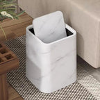Marble-Design Plastic Trash Can with 360° Swing Lid