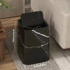Marble-Design Plastic Trash Can with 360° Swing Lid