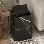Marble-Design Plastic Trash Can with 360° Swing Lid