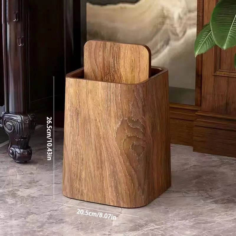 Marble-Design Plastic Trash Can with 360° Swing Lid