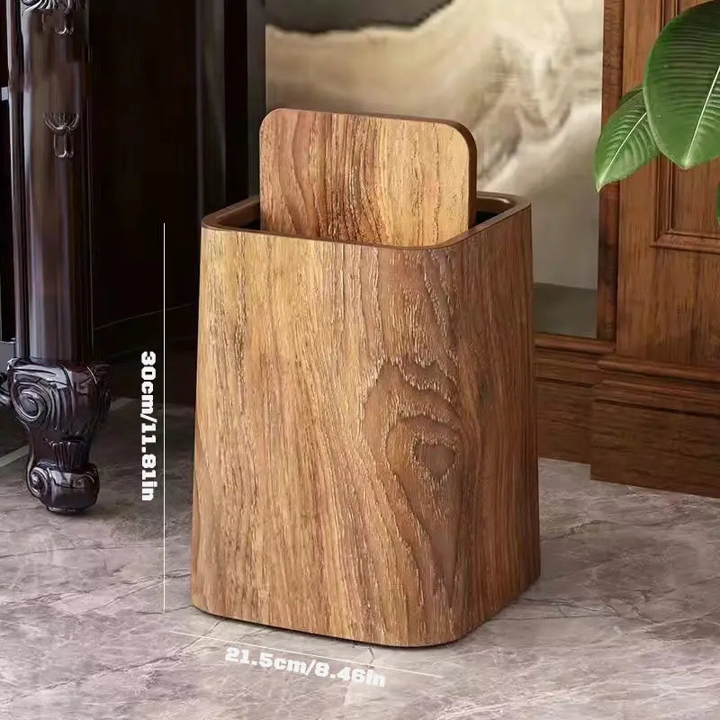 Marble-Design Plastic Trash Can with 360° Swing Lid