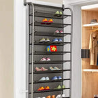10-Tier Over-the-Door Shoe Rack, Metal and Mesh, 22 x 8.3 x 59.5 Inches