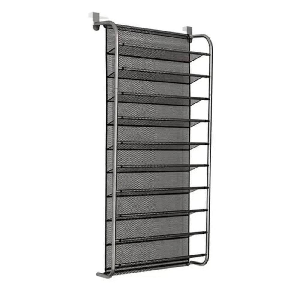 10-Tier Over-the-Door Shoe Rack, Metal and Mesh, 22 x 8.3 x 59.5 Inches