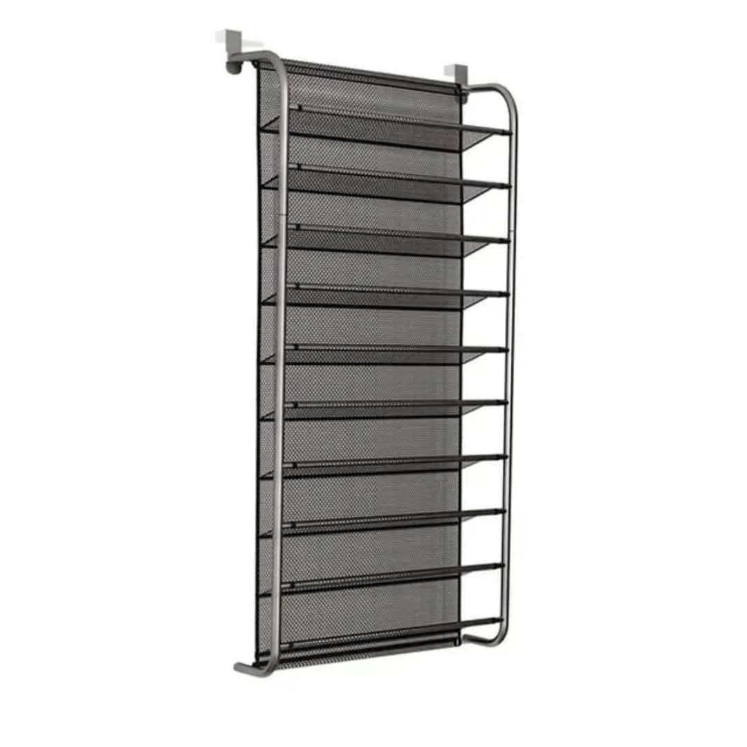10-Tier Over-the-Door Shoe Rack, Metal and Mesh, 22 x 8.3 x 59.5 Inches