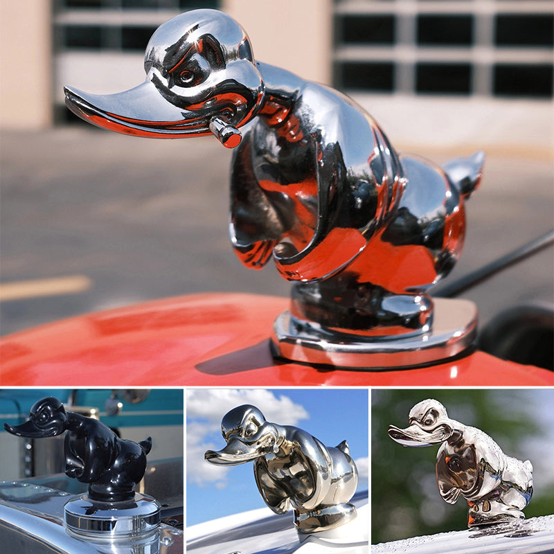 Angry Rubber Duck Radiator Emblem, Chrome-Plated, 6 × 4 Inches
