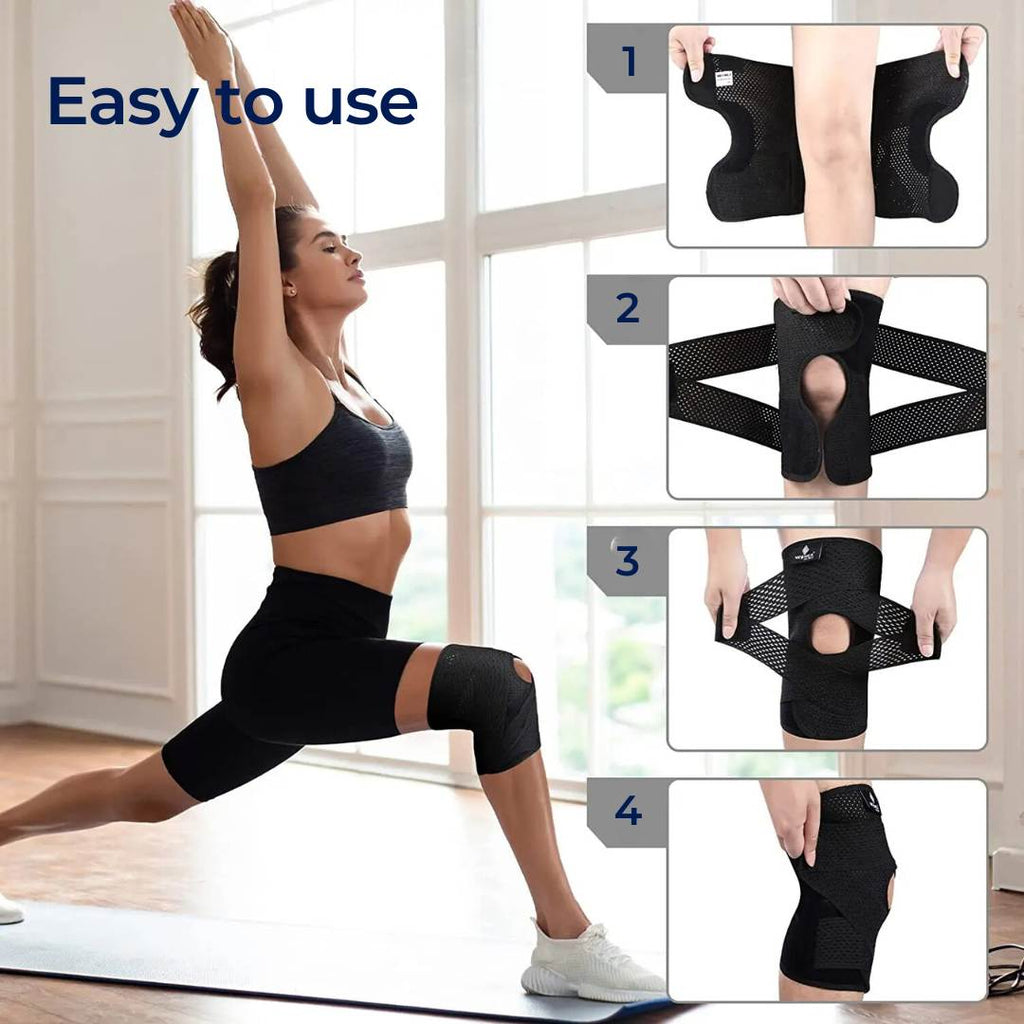Knee Pads with Compression Springs and Adjustable Tension Strap