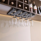 Under-Cabinet Metal Wine Glass Rack, 2 to 5 Slots, 22x23cm to 52x23cm