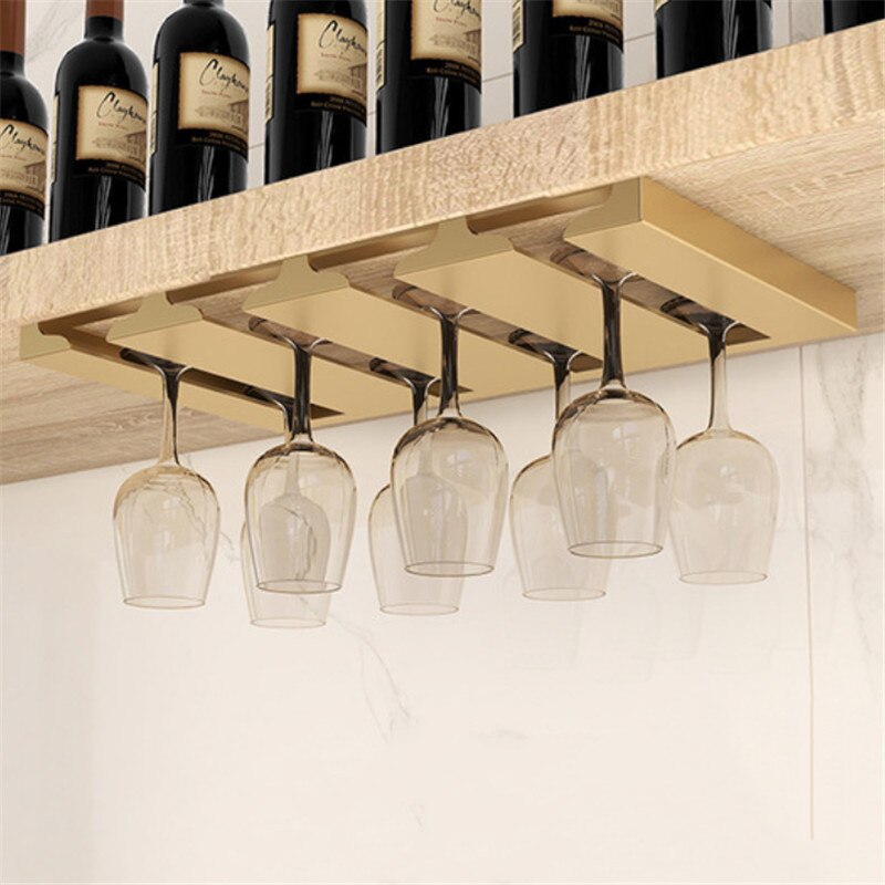Under-Cabinet Metal Wine Glass Rack, 2 to 5 Slots, 22x23cm to 52x23cm