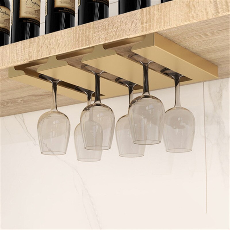 Under-Cabinet Metal Wine Glass Rack, 2 to 5 Slots, 22x23cm to 52x23cm