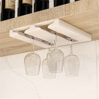 Under-Cabinet Metal Wine Glass Rack, 2 to 5 Slots, 22x23cm to 52x23cm