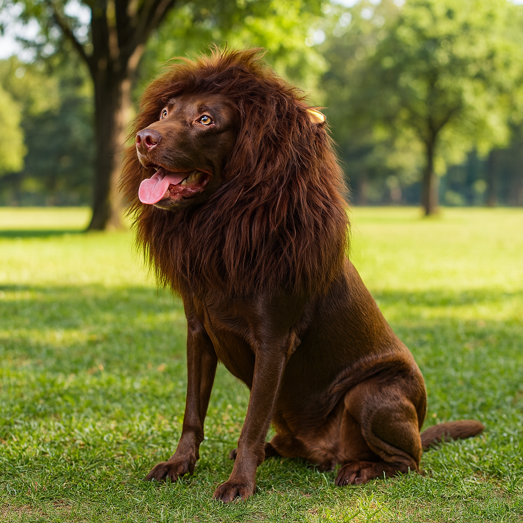 Halloween Dog Lion Mane Wig Costume, Plush, Adjustable 60–80 cm