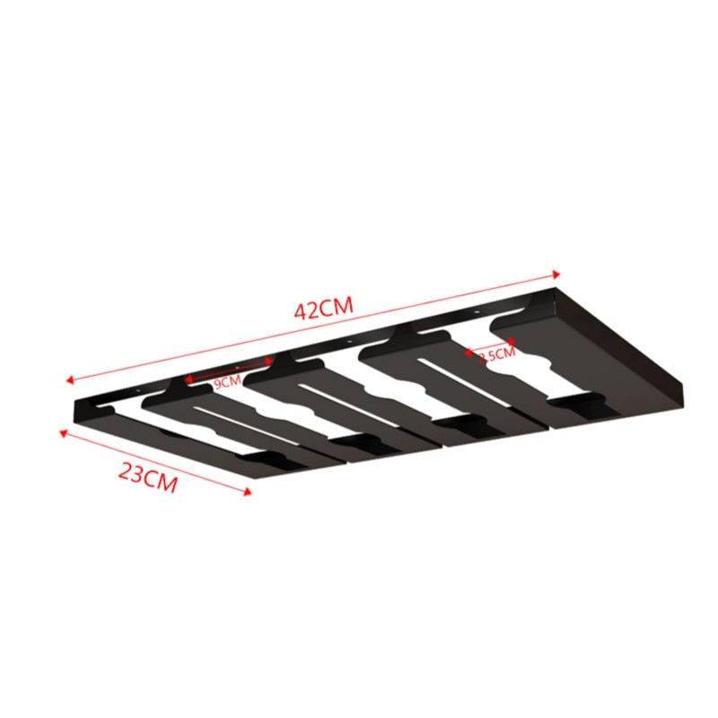Under-Cabinet Metal Wine Glass Rack, 2 to 5 Slots, 22x23cm to 52x23cm