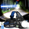 Rechargeable LED Headlamp with Adjustable Headband and Batteries
