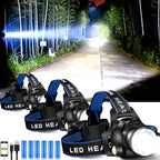 Rechargeable LED Headlamp with Adjustable Headband and Batteries
