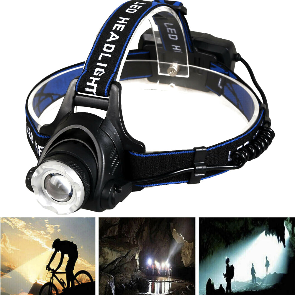 Rechargeable LED Headlamp with Adjustable Headband and Batteries