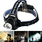 Rechargeable LED Headlamp with Adjustable Headband and Batteries