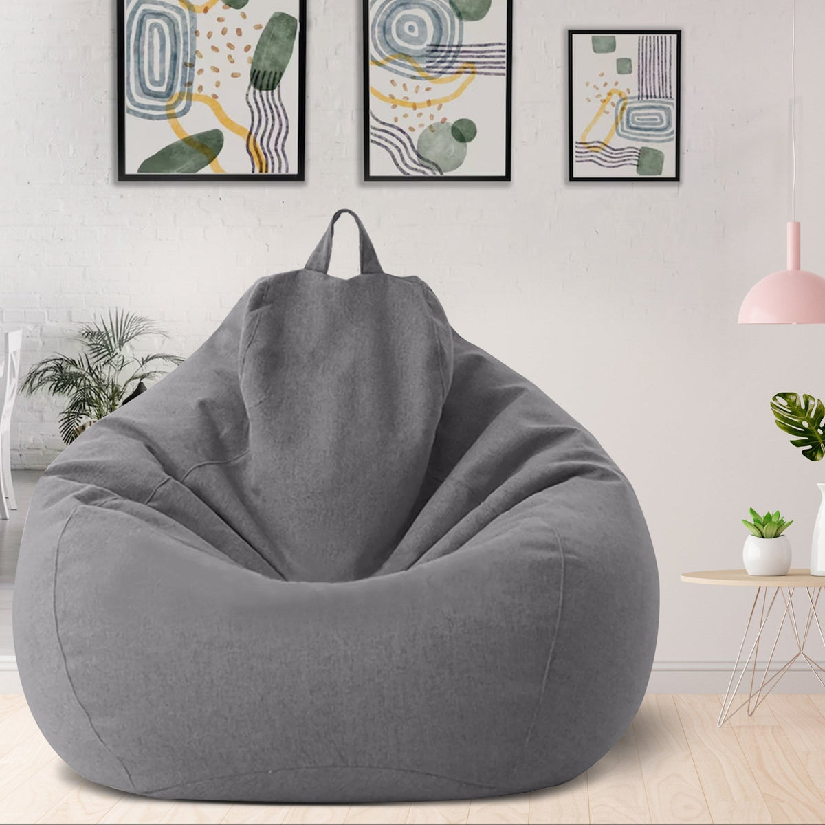 Bean Bag Chair Cover, Linen and Polyester, 31.5 x 35.4 in