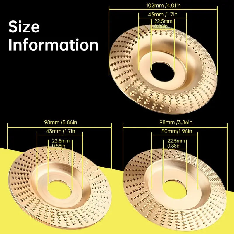 3-in-1 Tungsten Carbide Woodworking Grinding Disc Set, 100 mm