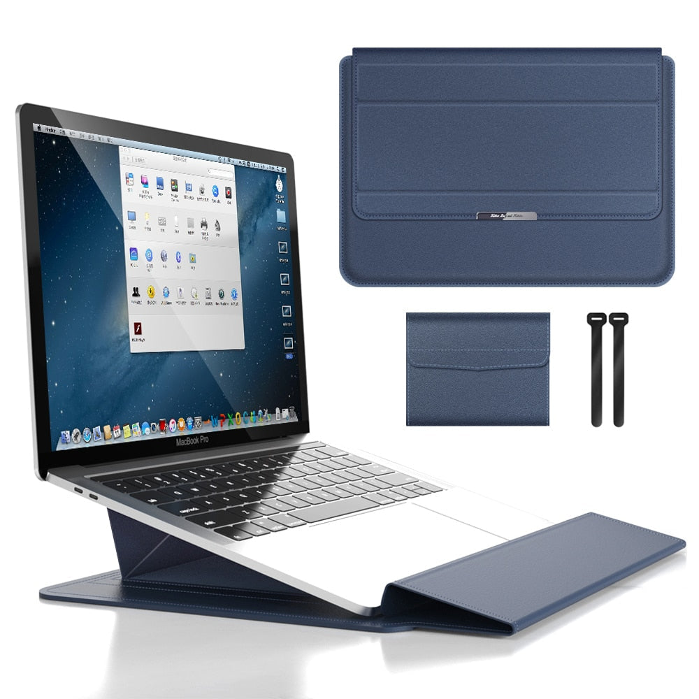 3-in-1 Synthetic Leather Laptop Sleeve with Accessory Storage for MacBook